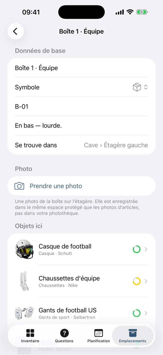 L'arbre des rangements avec caisses et étiquettes NFC